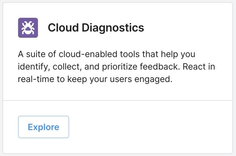 Image A: The Cloud Diagnostics option on the Unity Cloud Developer Dashboard